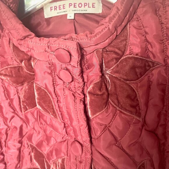 Free People Quinn Quilted Star Appliqué Jacket Cropped Boxy Oversized Rust Marsa - Picture 13 of 15